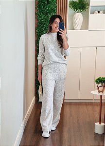 Conjunto tricô mousse mescla