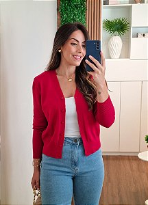 Cardigan tricô vermelho