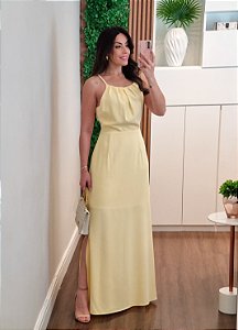 Vestido longo amarração amarelo