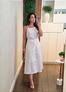 Conjunto listrado areia