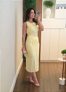Conjunto linho fivela amarelo