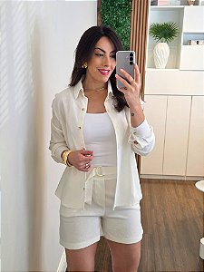 Camisa viscolinho off white