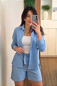 Camisa viscolinho azul