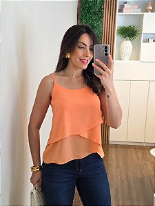 Regata crepe camadas laranja