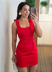 Vestido Tubinho laço vermelho