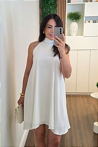 Vestido evasê amarração off white