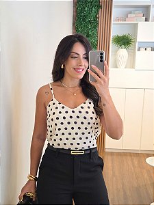 Regata alça poá preto