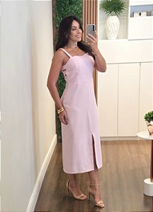 Vestido midi recorte rosa