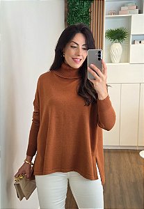 Poncho Tricô Cacharrel Caramelo