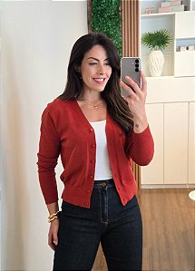 Cardigan Tricô Telha Manga Longa
