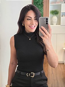 Regata Gola Alta Canelada Preta