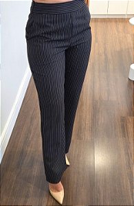 Calça Alfaiataria Risca de Giz Preta
