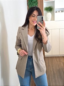 Blazer Reto com Bolsos Cáqui