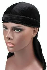 Durag de cetim preto e vermelho – Mansa's