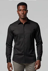 Camisa Lisa (ML) Algodão Com Elastano