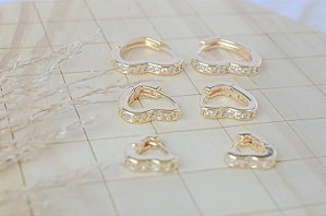 TRIO DE ARGOLINHA CORAÇÃO CRAVEJADO