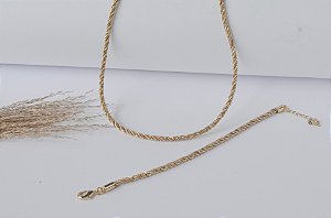 COLAR CORDAO BAIANO DETALHE PRATA 45CM