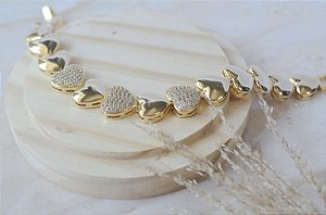 PULSEIRA CORAÇÃO CRAVEJADO / LISO
