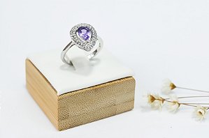 ANEL GOTA LILAS ZIRCONIA PRATA 925 COM RODIO
