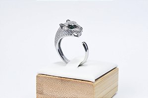 ANEL LUXO JAGUAR PRATA 925 COM RODIO BRANCO