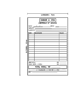 Comanda Personalizada 10x7cm Sulfite Numerada 100x1 via