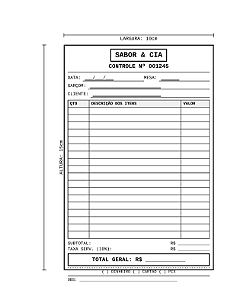 Comanda Personalizada 10x15cm Sulfite Numerada 100x1 via