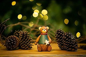 Urso Natalino Com Estrela - Memórias de Natal