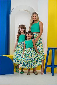 Conjunto Mãe e Filha Cropped Verde Infantil