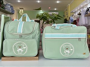 Kit Bolsa Maternidade Luxo Urso com Mochila Verde Bebê