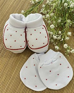 Pantufas Com Luvinha Poá Vermelha