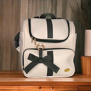 Mochila Luxo Bege Pingente Verde Militar