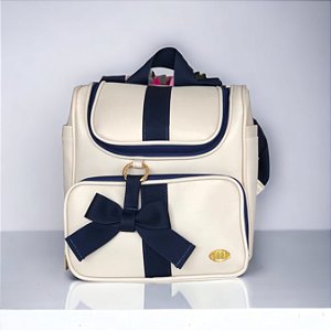 Mochila Luxo Bege Pingente Marinho