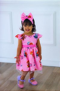 Vestido Temático Patrulha Canina Rosa
