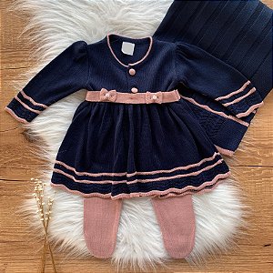 Saída de Maternidade de Tricô Sofia Marinho com Rose