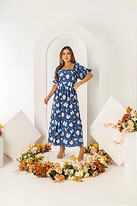 Vestido Mãe e Filha Borboleta Azul Adulto