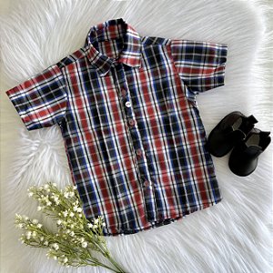 Camisa Xadrex M. Curta Azul