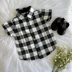 Camisa Xadrex Preta M. Curta
