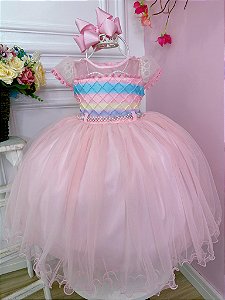 Vestido Color Temas Rosa Luxo