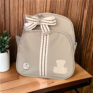 Mochila Urso Laço bege