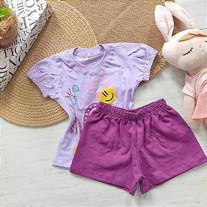 Conjunto Malha Lilás Emoji