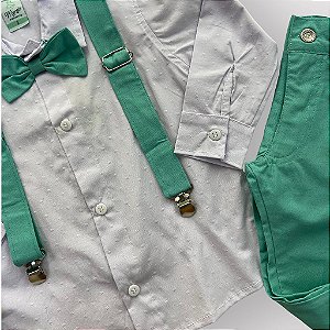 Conjunto Esporte fino Branco ML com Verde