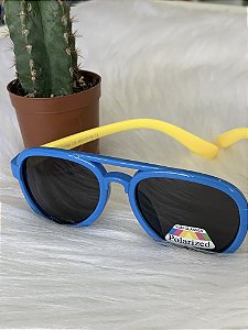 OCULOS DE SOL SILICONE AZUL C/ AMARELO (RAIBAN)