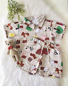 Conjunto Mauricinho Fazendinha Claro