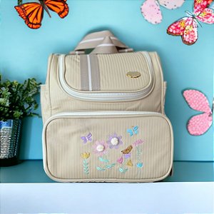 Mochila Mamãe Multifuncional Jardim Bege