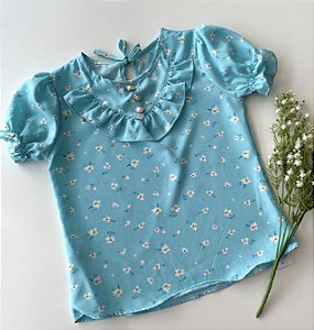Blusa crepinho Turqueza Floral