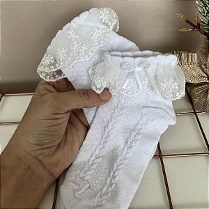 Meia infantil Branca Luxo Rendinha