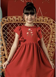 Vestido Malu Bordado Vermelho