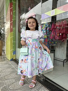 Vestido Infantil Verde Fada Luxo Renascença