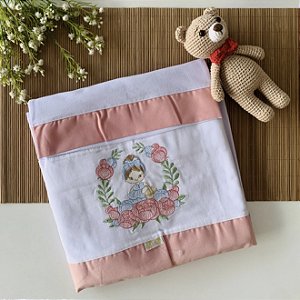 Lençol de Malha 3 Peças Bordado Camponesa Rose