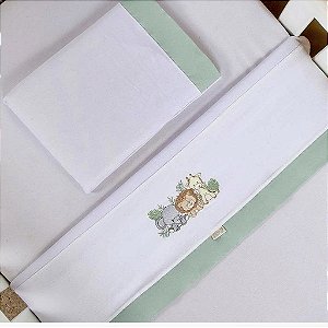 Lençol de berço Bordado 3 Peças Selva Verde